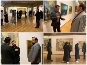 نمایشگاه نقاشی‌های عاشورایی «رستاخیز» با حضور حسام‌الدین سراج و حسن روح‌الامین در نیاوران افتتاح شد